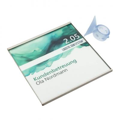 Tuerschild Vitrum G aus Glas und Edelstahl 150 150 mm